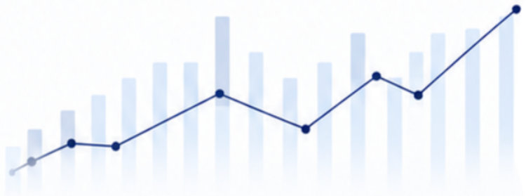 Image of a column and line chart trending up.